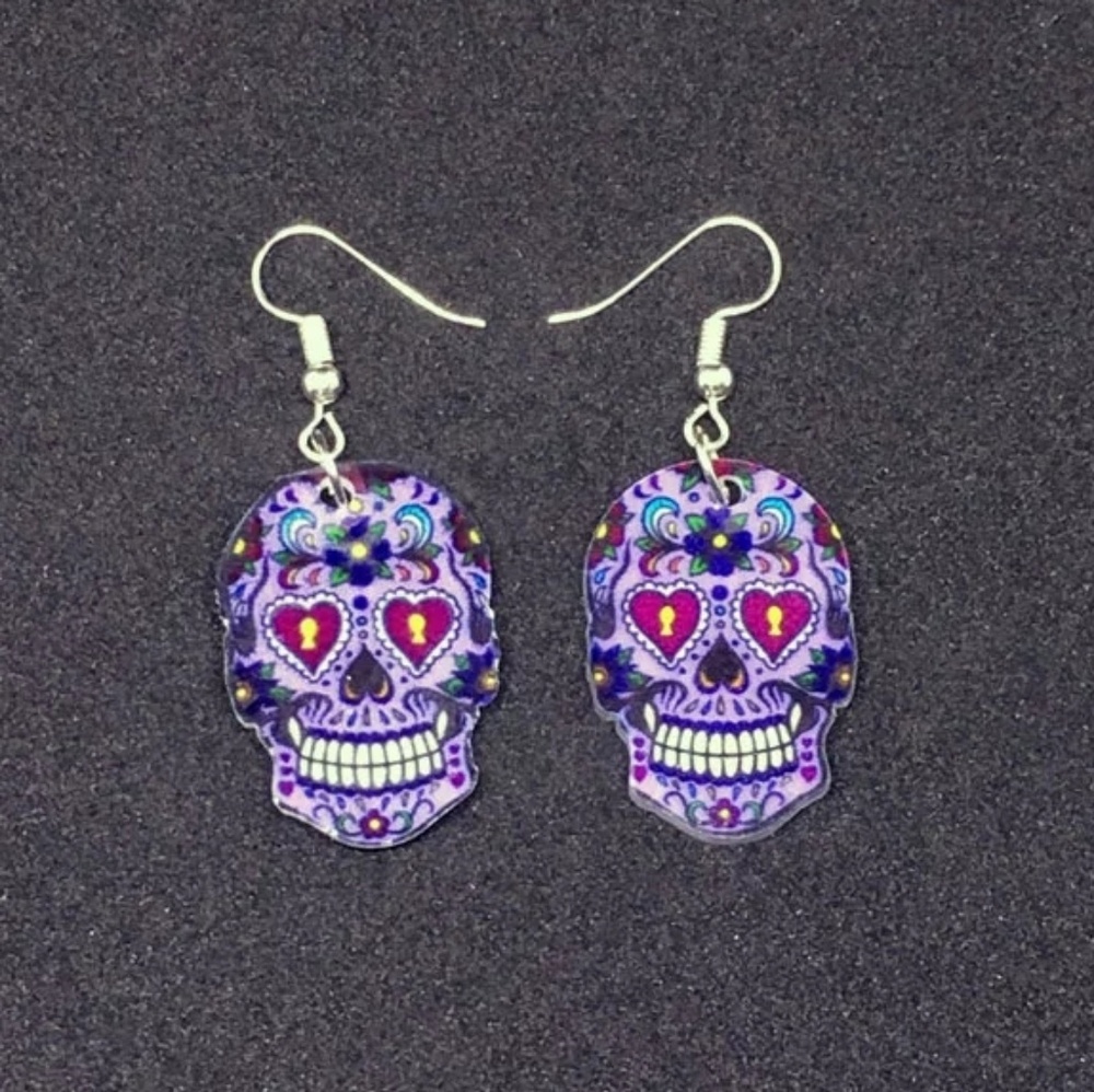 Sugar Skull Dangle Acrylic Earrings